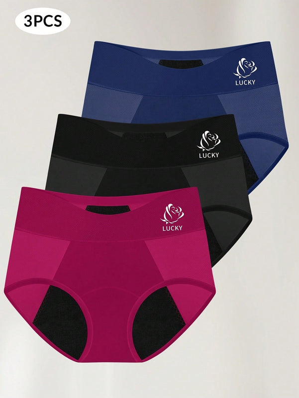3 piezas Bragas menstruales de triangulo para mujer, a prueba de fugas, transpirables y comodas