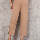 Clasi Pantalones ajustados de unicolor ajustables para mujeres, perfectos para uso diario informal