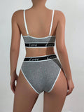 Conjunto de sujetador de mujer con estampado de letras, tela comoda y amigable con la piel, braguitas de bikini triangulares