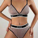 Conjunto de sujetador de tela comoda y suave para mujer con tanga bikini