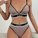Conjunto de sujetador de tela comoda y suave para mujer con tanga bikini