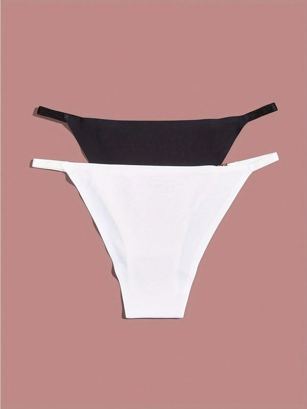 2 piezas de braguitas tipo tanga de cinturon delgado, comodas y sin costuras, lenceria y ropa interior femenina de cintura baja