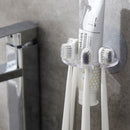 Juego de portacepillos y pasta dental para pared, plástico, sin necesidad de taladrar, sin electricidad, organizador para baño