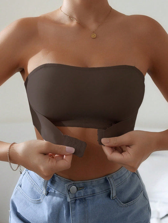 Sujetador solido sin tirantes ajustable para mujer, 1 pieza