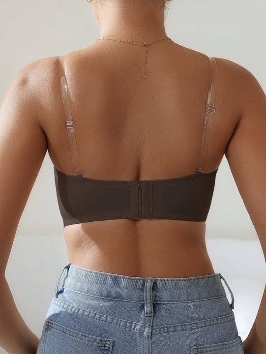 Sujetador solido sin tirantes ajustable para mujer, 1 pieza