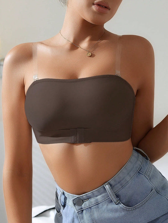 Sujetador solido sin tirantes ajustable para mujer, 1 pieza