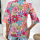 VCAY Camisa estampada con cuello en V informal para vacaciones de primavera/verano