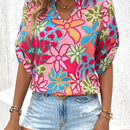VCAY Camisa estampada con cuello en V informal para vacaciones de primavera/verano