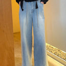 DAZY Jeans de pierna ancha para mujer con ajuste holgado y bolsillos para uso casual diario