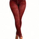 LUNE Pantalones largos de estilo simple y uso diario para mujeres con imitacion de tela de mezclilla