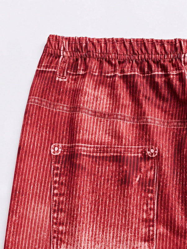 LUNE Pantalones largos de estilo simple y uso diario para mujeres con imitacion de tela de mezclilla
