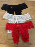 Paquete de 3 atractivas y tentadoras Tangas de encaje con entrepierna abierta