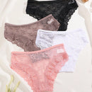 FINETOO Conjunto de 4 piezas de ropa interior sexy para mujer con patron de mariposa completa de encaje de tanga