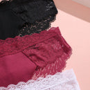 Conjunto De 3 Piezas De Calzoncillos Simples Y Comodos Con Patron De Encaje De Color Solido Para Mujer