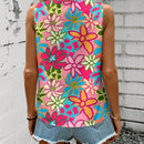 LUNE Camisa floral casual y sencilla para mujer con cuello en V, adecuada para el verano