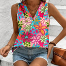 LUNE Camisa floral casual y sencilla para mujer con cuello en V, adecuada para el verano