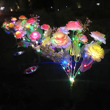 Flores de Hibisco Solar, Flores Artificiales para Exterior, Luces LED de 7 Puntas, Luces de Jardín, Halloween, Navidad, Luces Decorativas de Ambiente Festivo para Jardín.
