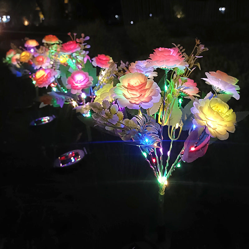 Flores de Hibisco Solar, Flores Artificiales para Exterior, Luces LED de 7 Puntas, Luces de Jardín, Halloween, Navidad, Luces Decorativas de Ambiente Festivo para Jardín.