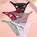 Set de 5 tangas sexy de mujer de cintura baja y unicolor con encaje floral, lenceria para damas