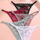 5 Piezas De Tanga Con Cintura Baja Y Encaje Solido Para Mujer, Con Banda De Cintura Fina, Conjunto De Lenceria Sexy Para Mujer