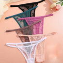 Conjunto de 6 tangas de encaje con patron de mariposas de unicolor con banda de cintura delgada, lenceria sexy para mujeres