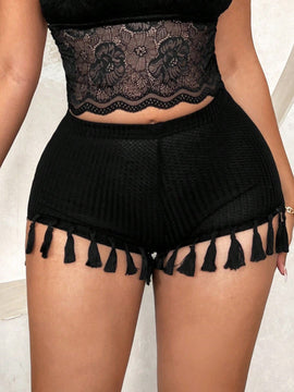 SXY Shorts casuales con flecos de cintura alta para vacaciones de primavera/verano