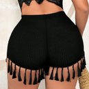 SXY Shorts casuales con flecos de cintura alta para vacaciones de primavera/verano