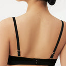 Sujetadores franceses sexys con copa triangular para ninas, acolchado fino y suave, transpirable, ajustado, color negro, sin cables y con escote en V profundo