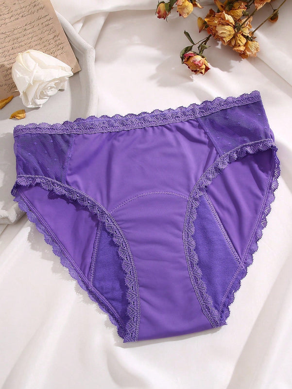 FINETOO Panties Menstruales Con Encaje Y Patron De Puntos De Cintura Alta