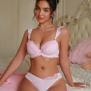 Conjunto de lenceria dulce y linda de encaje con aro, 2 piezas