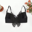 Sujetador De Cierre Frontal Con Espalda De Mariposa Para Mujer (con Aros Y Copas Acolchadas) - Una Sola Pieza En Negro
