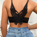 Sujetador De Cierre Frontal Con Espalda De Mariposa Para Mujer (con Aros Y Copas Acolchadas) - Una Sola Pieza En Negro