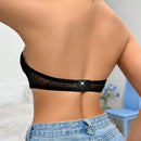 Sosten demi sin tirantes con patron de corazon y malla jacquard