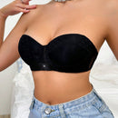 Sosten demi sin tirantes con patron de corazon y malla jacquard