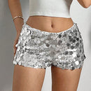 EZwear Shorts super mini plateados brillantes para festivales de musica