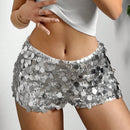 EZwear Shorts super mini plateados brillantes para festivales de musica