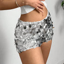 EZwear Shorts super mini plateados brillantes para festivales de musica