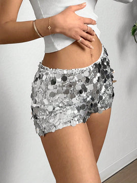 EZwear Shorts super mini plateados brillantes para festivales de musica