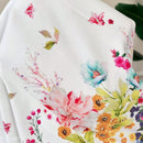 Essnce Pantalones cortos estampados florales para mujeres con fruncido, ideales para vacaciones y tiempo libre