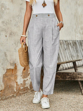 Emery rose pantalones acampanados y sueltos con bolsillos y estampado de leopardo para mujer