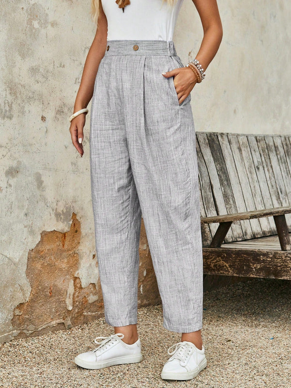 Emery rose pantalones acampanados y sueltos con bolsillos y estampado de leopardo para mujer
