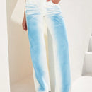 Forever 21 Jeans informales de pierna ancha con degradado tenido en tonos azules y blancos