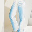 Forever 21 Jeans informales de pierna ancha con degradado tenido en tonos azules y blancos