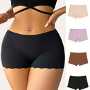 Set de 4 piezas de pantalones cortos de seguridad de seda helada para mujer, ropa interior fina, sin costuras y transpirable