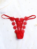 Tanga floral de encaje sin entrepierna en paquete de 3 piezas