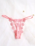 Tanga floral de encaje sin entrepierna en paquete de 3 piezas
