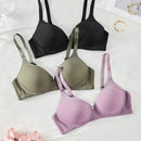 3 piezas sujetador inalambrico comodo de copa blanda, de colores, solido, ropa interior para mujer