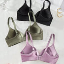 3 piezas sujetador inalambrico comodo de copa blanda, de colores, solido, ropa interior para mujer