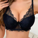 Sujetador elegante de encaje de copa completa para mujer, lenceria sexy