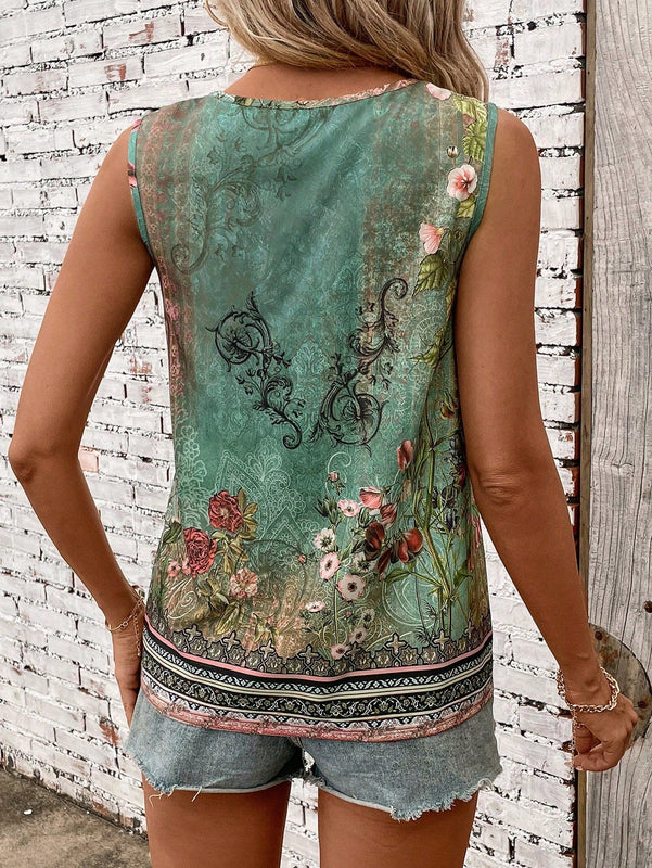 EMERY ROSE Blusa floral con hombros descubiertos y lazo en los hombros